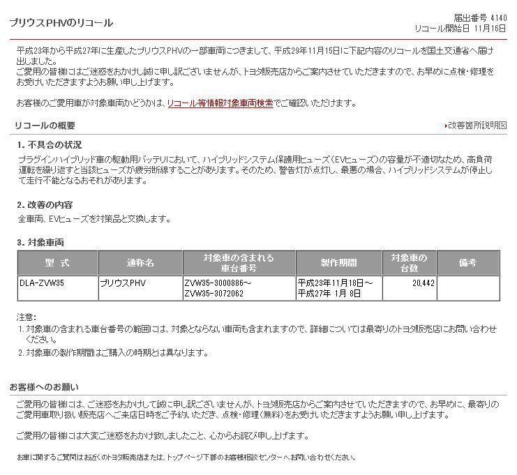 プリウスPHV　ハイブリッドシステム　国土交通省　リコール　20171116.JPG